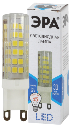 Лампы СВЕТОДИОДНЫЕ СТАНДАРТ LED JCD-7W-CER-840-G9  ЭРА (диод, капсула, 7Вт, нейтр, G9)