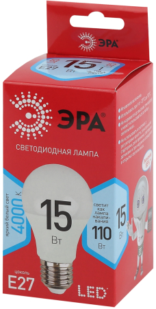 LED A60-15W-840-E27 R ЭРА (диод, груша, 15Вт, нейт, E27) (10/100/2000)