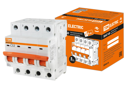 Авт. выкл. ВА47-60 4Р 32А 6кА х-ка С TDM