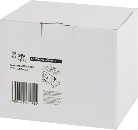 KKT50-185-400-10-E  Контактор КТИ-5185 ЭРА PRO KKT50-185-400-10-E 185А 400В/АС3