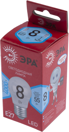 LED P45-8W-840-E27 R ЭРА (диод, шар, 8Вт, нейтр, E27)