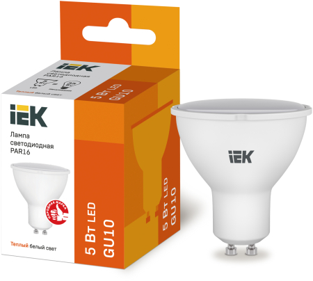 Лампа светодиодная ECO PAR16 софит 5Вт 230В 3000К GU10 IEK