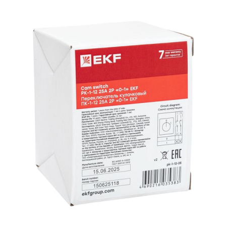 Переключатель кулачковый ПК-1-12 25А 2P "0-1" EKF PROxima