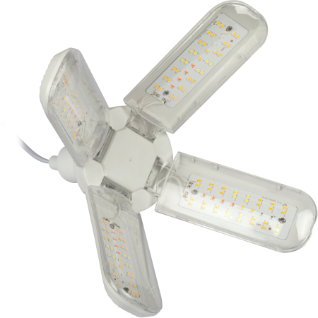 FITO-36W-Rа90-E27-FOLD   Фитолампа для растений светодиодная ЭРА FITO-36W-Rа90-E27-FOLD 4-х лепестковая полного спектра 36 Вт Е27