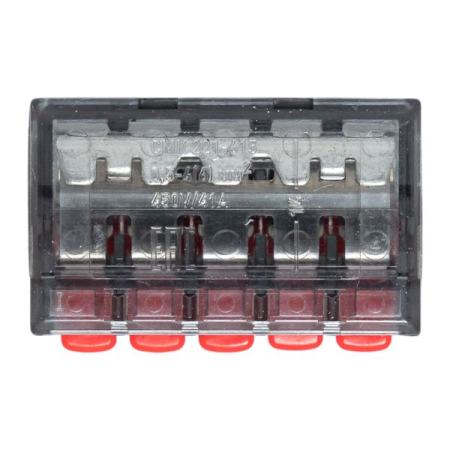 Строительно-монтажная клемма СМК 221-615 с рычагом 5 отверстий 0.5-4.0(6) мм2 EKF PROxima