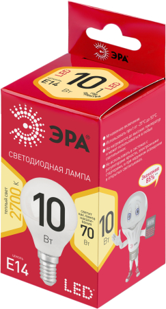 Лампочка светодиодная ЭРА RED LINE LED P45-10W-827-E14 R E14 10Вт свеча теплый белый свет