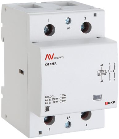 Контактор модульный КМ 100А 1NO+1NC 110В АС (3 мод.) AVERES EKF