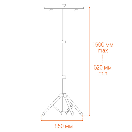 Телескопический штатив для прожекторов WOLTA WFL-TRI/01Y 620-1600*850*850мм желтый 1/8