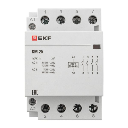 Контактор модульный КМ 20А 4NО (3 мод.) EKF PROxima