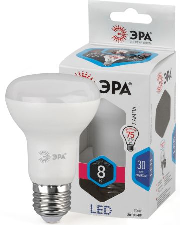 Лампа светодиодная Эра LED R63-8W-840-E27 (диод, рефлектор, 8Вт, нейтр, E27)