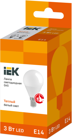 Лампа светодиодная ECO G45 шар 3Вт 230В 3000К E14 IEK