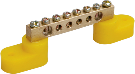 Шина PE "земля" на двух угловых изол ШНИ-8х12-6-У2-Ж IEK