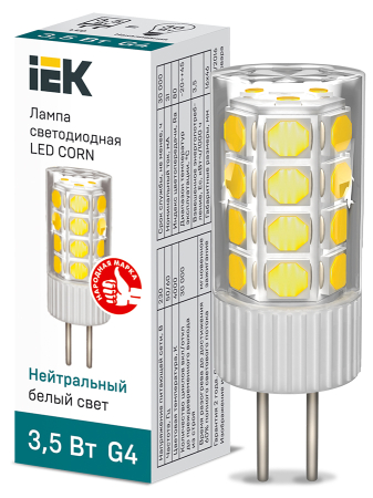 Лампа LED CORN капсула 3,5Вт 230В 4000К керамика G4 IEK