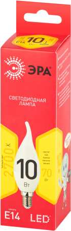 Лампочка светодиодная ЭРА RED LINE LED BXS-10W-827-E14 R E14 / Е14 10Вт свеча на ветру теплый белый свет