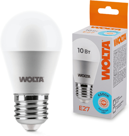 Лампа LED WOLTA G45 10Вт 900лм Е27 6500К   1/50