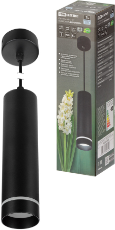 Светильник-спот подвесной LED, 7 Вт, 230 В, 50 Гц, 4000К, IP20, "Вероника", черный, TDM