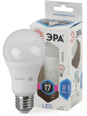 Лампы СВЕТОДИОДНЫЕ СТАНДАРТ LED A60-17W-840-E27  ЭРА (диод, груша, 17Вт, нейтр, E27)