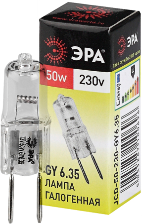 Лампа галогенная GY6.35-JCD-50W-230V  ЭРА (галоген, капсула, 50Вт, нейтр, GY6.35)
