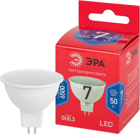 LED MR16-7W-865-GU5.3 R ЭРА (диод, софит, 7Вт, хол, GU5.3) (10/100/4800)