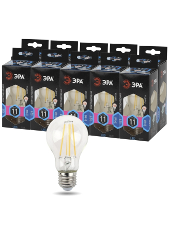 F-LED A60-11W-840-E27 ЭРА (филамент, груша, 11Вт, нейтр, Е27) (10/100/1500)