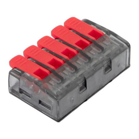 Строительно-монтажная клемма СМК 221-615 с рычагом 5 отверстий 0.5-4.0(6) мм2 EKF PROxima