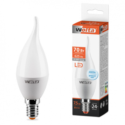 Лампа LED WOLTA св н/в CD37 7.5Вт 625лм Е14 4000К   1/50