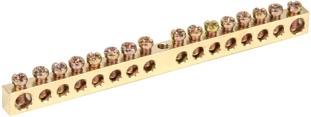 Шина PEN "земля-ноль" 6х9мм 16/1 (16групп/креп по центр) IEK