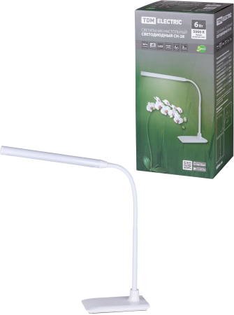 Светильник светодиодный настольный СН-28, 6 Вт, сенсор-диммер, 5000 К, 220 В, белый, TDM