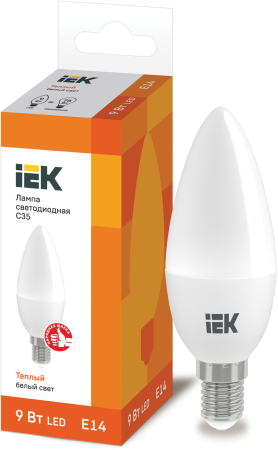 Лампа светодиодная ECO C35 свеча 9Вт 230В 3000К E14 IEK
