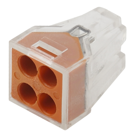 Аксессуары для клемм  ЭРА NO-222-27  Строительно-монтажная клемма СМК, модель 104, 4 отверстия, 1.0-