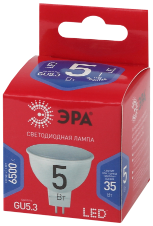 LED MR16-5W-865-GU5.3 R ЭРА (диод, софит, 5Вт, хол, GU5.3) (10/100/4000)