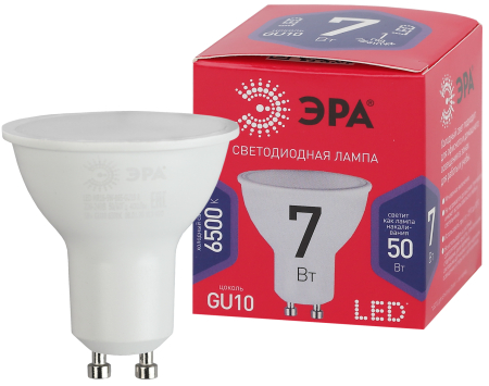 LED MR16-7W-865-GU10 R ЭРА (диод, софит, 7Вт, хол, GU10) (10/100/4800)