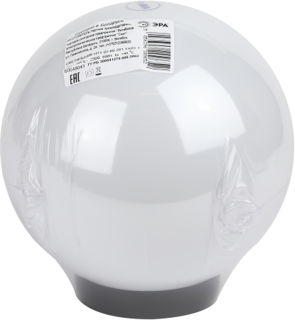 НТУ 02-60-201 ЭРА Светильник садово-парковый шар белый призма D200mm Е27 (6/90)