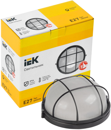 Светильник НПП1302 черный/круг с реш.60Вт IP54 IEK