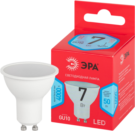 LED MR16-7W-840-GU10 R  Лампочка светодиодная ЭРА RED LINE LED MR16-7W-840-GU10 R GU10 7 Вт софит нейтральный белый свет