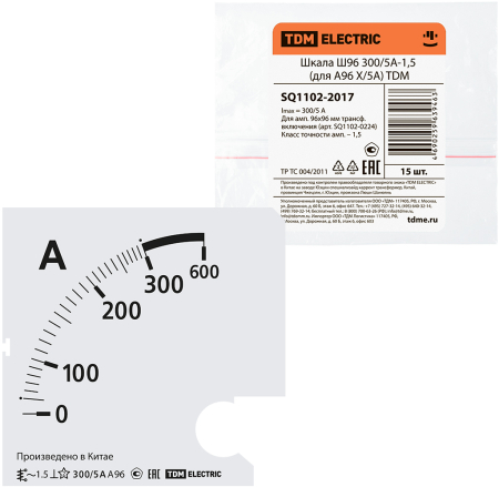 Шкала Ш96  300/5А-1,5 (для А96 Х/5А) TDM