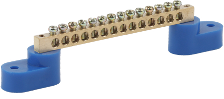 Аксессуары для клемм  ЭРА NO-222-59  Шина N "ноль" на двух угловых изол ШНИ-6х9-14-У2-синий (10/400/