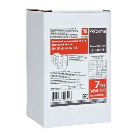 Переключатель кулачковый ПК-1-102 25А 2P «0-1-2-3» EKF PROxima