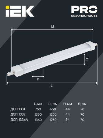 Светильник LED ДСП 1331 18Вт 5000К IP65 600мм IEK
