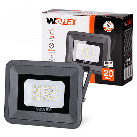 Светодиодный прожектор WFL-20W/06, 5500K, 20 W SMD, IP 65,цвет серый, слим