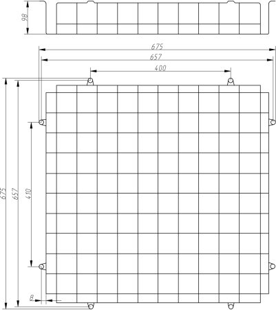 SPO-BAR-650-650  Решетка защитная ЭРА SPO-BAR-650-650 из армированной стали для светильников 657х657х98 армстронг