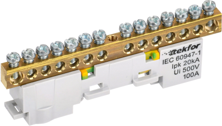 TEKFOR Шина PE "земля" неизол. на унив. держ. 6х9-14-Ж IEK