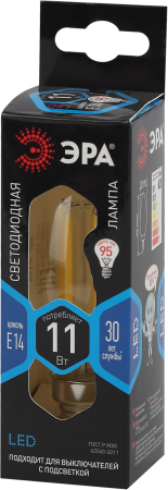 F-LED B35-11w-840-E14 ЭРА (филамент, свеча, 11Вт, нейтр, E14) (10/100/5000)