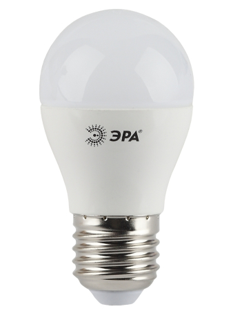 Лампа светодиодная Эра LED P45-5W-827-E27 (диод, шар, 5Вт, тепл, E27)