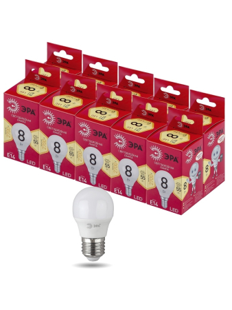 Лампочка светодиодная ЭРА RED LINE LED P45-8W-827-E14 R Е14 / E14 8 Вт шар теплый белый свет