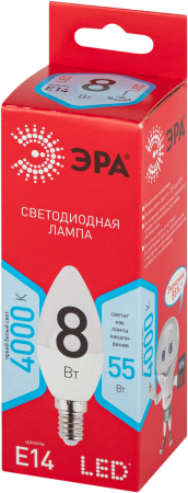 LED B35-8W-840-E14 R ЭРА (диод, свеча, 8Вт, нейтр, E14)