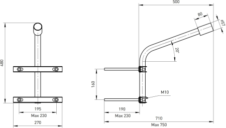 SPP-AC4-0-350-060 ЭРА Кронштейн на опору с 2 хомутами 625*460*280,   d 60 (6/48)