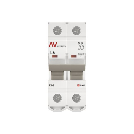 Выключатель автоматический AV-6 2P 6A (L) 6kA EKF AVERES