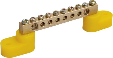 Шина PE "земля" на двух угловых изол ШНИ-8х12-8-У2-Ж IEK