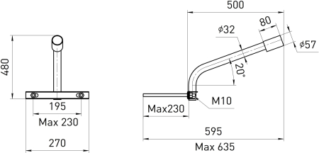 SPP-AC3-0-350-060 ЭРА Кронштейн  на опору с 1 хомутом 625*460*280,   d 60 (6/48)